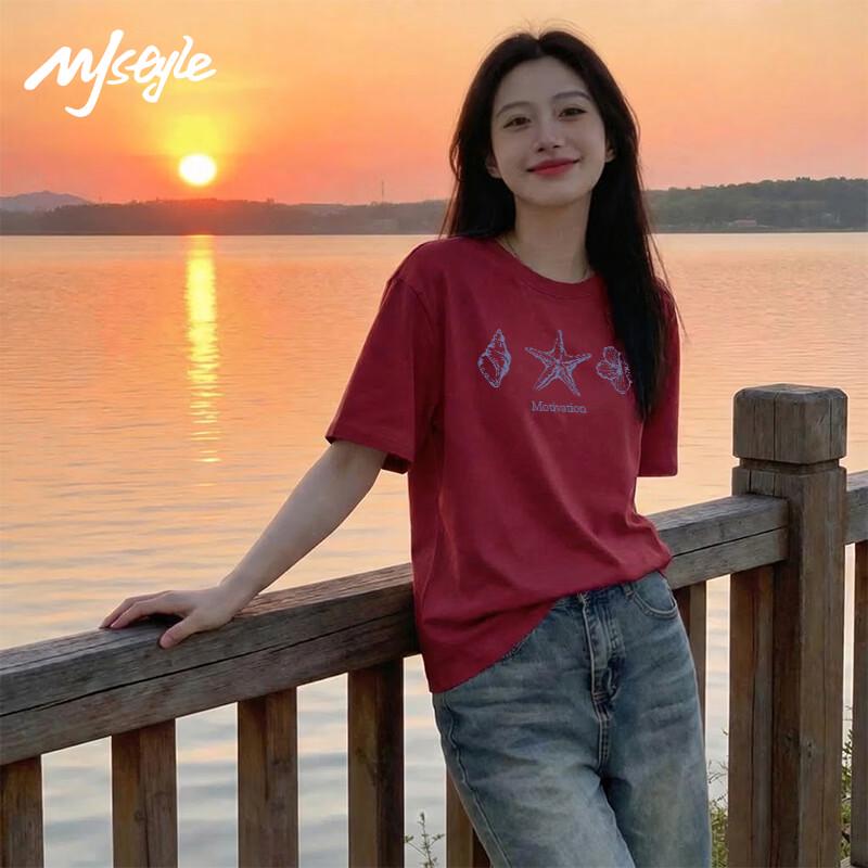 MJ STYLE Women's Starfish Graffiti Short Sleeve T-Shirt