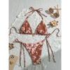 European and American Split Swimsuit Women's Tether Strap Design Printed Bikini Vacation Beach Bikini Sexy Print