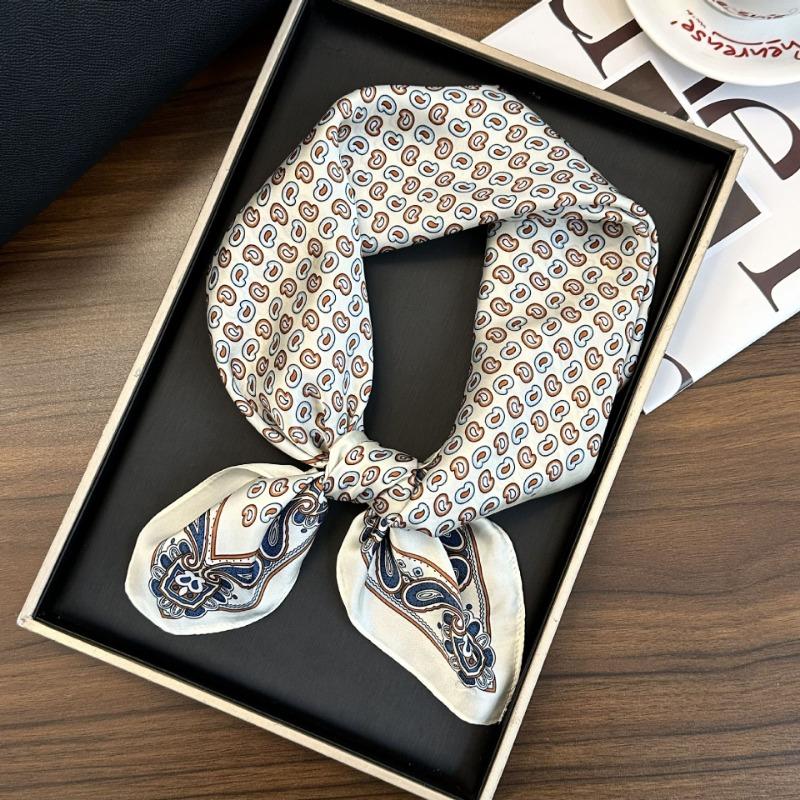 Polka Dot Silk Scarf Square Scarf High-end New Versatile Decorative Scarf Scarf Scarf Neck Cashew Flower Scarf Shawl Can Be Used As a Tube Top