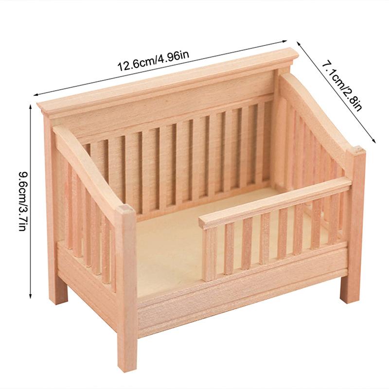1Pcs Dollhouse Miniature Wooden Furniture Shaker Cradle Baby Bed Model Toys Nursery Simulation Crib Dolls Home Deccor Accessory