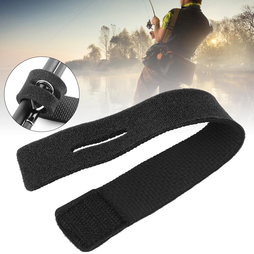 4PCs Reusable Fishing Rod Strap Strong Flexible Hook and Loop Fishing Gear Strap Rod BeltBlack