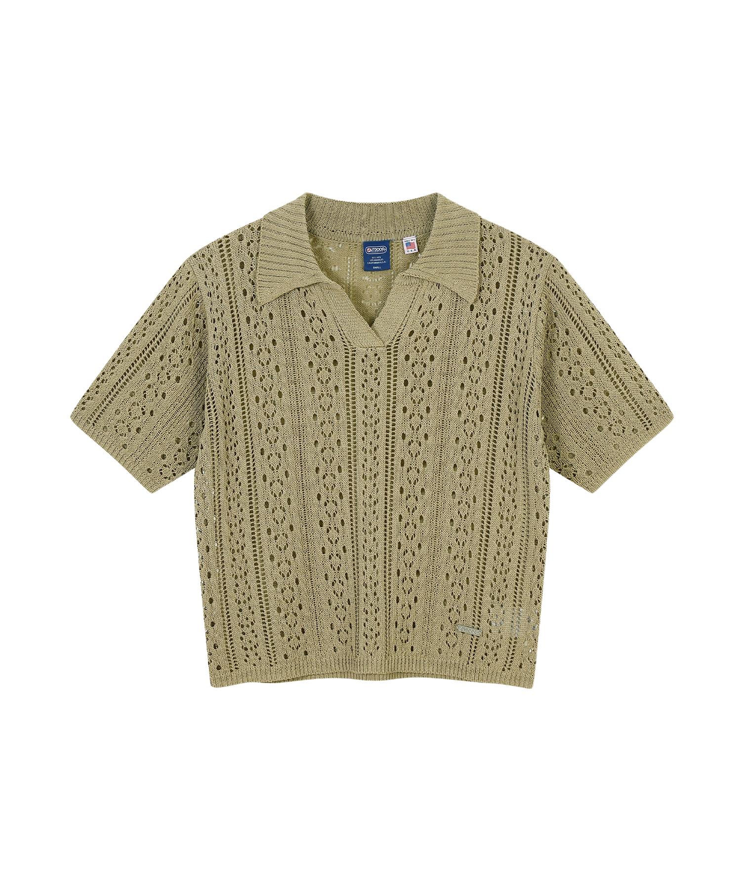 Outdoor Products W Open Collar Cable Knit (Khaki) Khaki/S