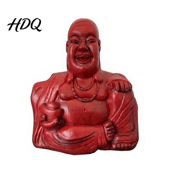 Durable Resin Figurine Laughing Buddha Statue Sitting Carrying Golden Ingot Fengshui Figurine