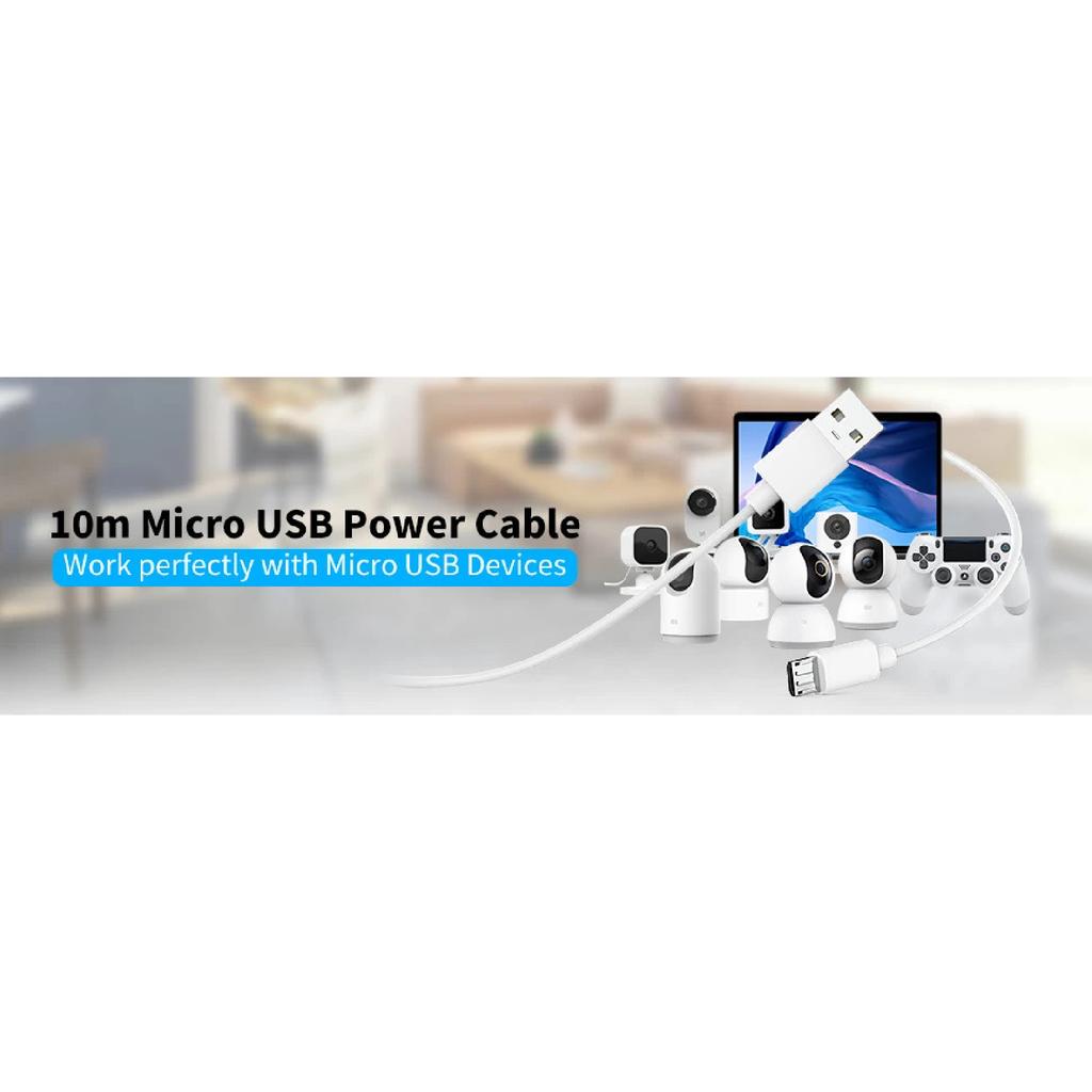 3~13m Micro USB Extension Cable For Xiaomi MI 360 ° Home Safety Camera 2K Pro, MI 360 °  (1080P)  Security Camera Charging Cable
