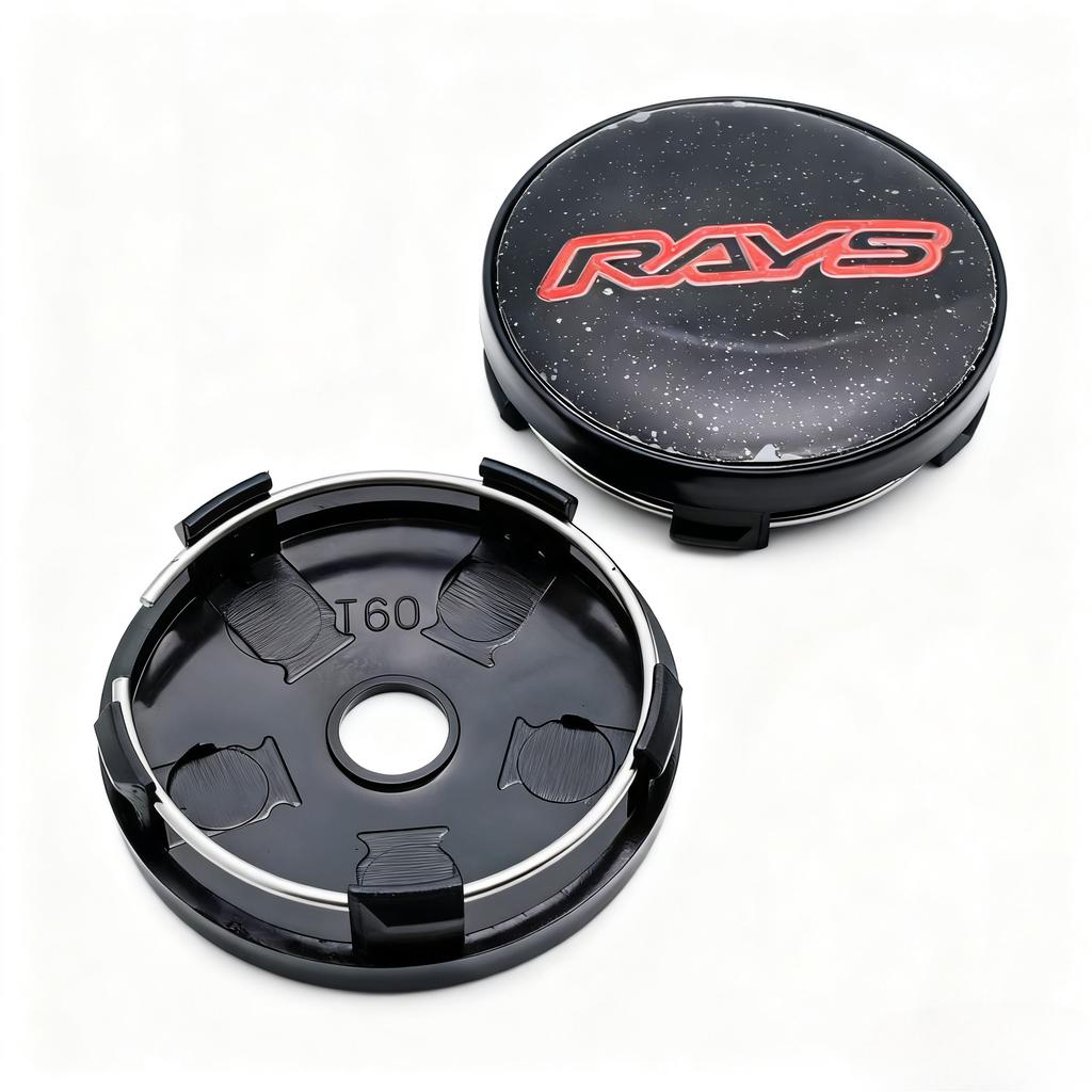 4pcs JDM Rays Logo Emblem Badge Car Wheel Center Caps O.D 60MM Clips 56MM Wheels Hub Cap Rim Hubcaps Dust Cover Car Accessories