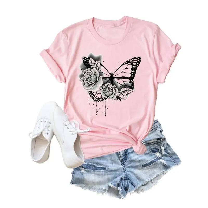 Stil Floare Fluture Tendință Îmbrăcăminte Modă Tricou Desene Animate Tricouri Vara Tricou Femei Doamnă Imprimeu Casual Grafic Top