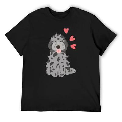 Liebe Blue Merle Cockapoo Cavapoo Cavoodle T-Shirt Sommerkleidung Kurzarm-T-Shirt T-Shirts Mann Männer Kleidung