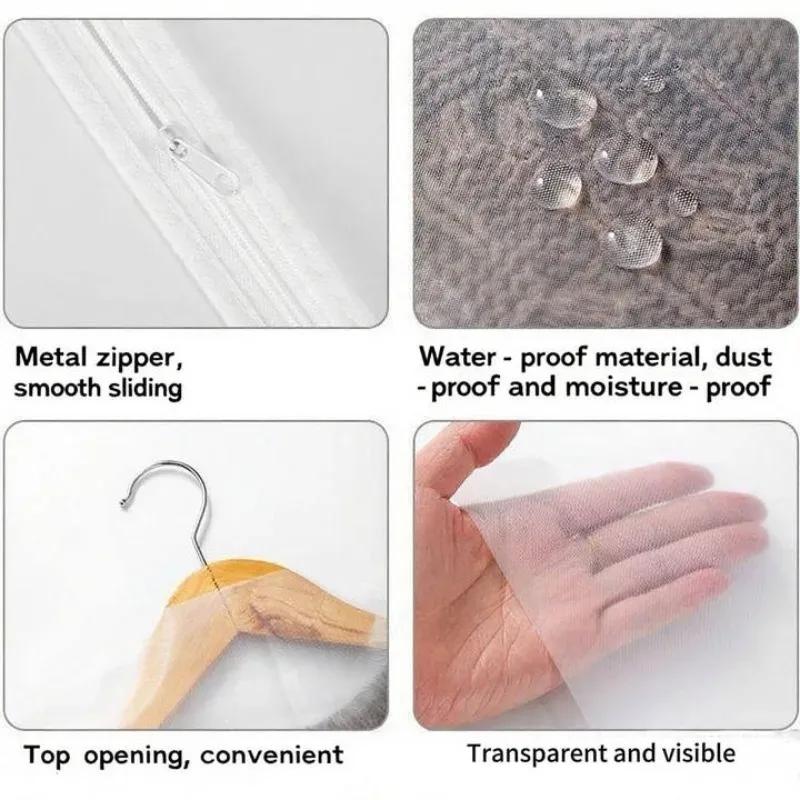 Clothes Hanging Dust Cover Wedding Dress Cover Suit Coat Storage Bag Transparent Fully Enclosed Clothes Covers with Zippe