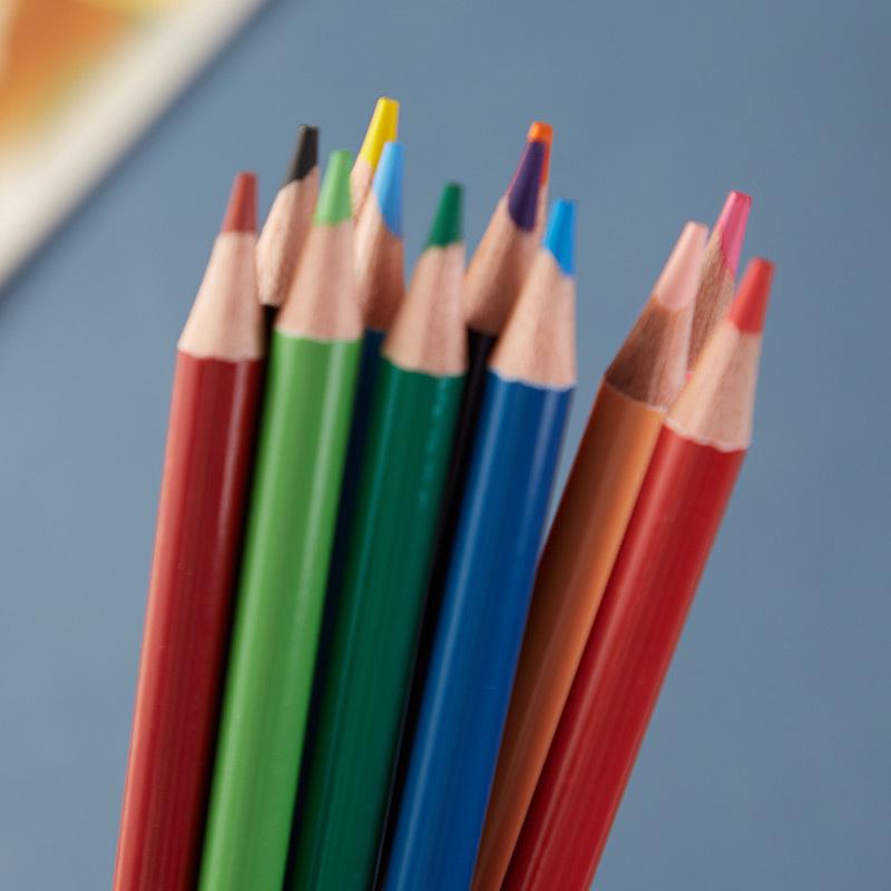 Water-Soluble Colored Pencils Gift Set - 12 Colors In Tin Box for Student Art & Drawing