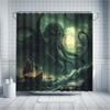 Set Tenda da Doccia Cthulhu - Orrore degli Abissi, Serie Leggende Oceaniche, Include 12 Ganci, Tessuto in Poliestere, Decorazione Moderna per Bagno