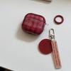 Fashion Retro Wine Red Grid Gloss Soft Silicone Headphone Cases for AirPods 1 2 3 4 Pro 2 Pro3 Cute Pendant Protection Cases