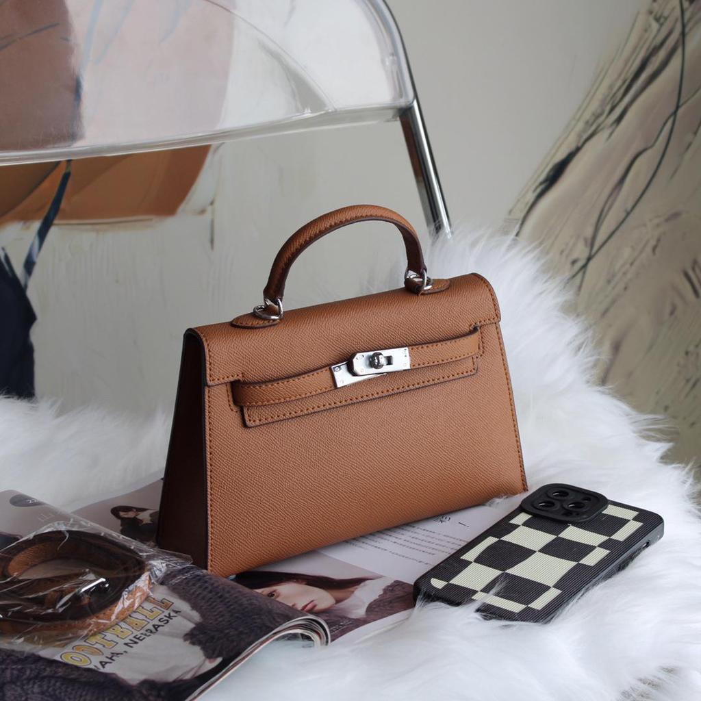 Bolso Kelly Color Caramelo: Bolso de Mano de Moda Europeo y Americano para Mujer, Bolso de Hombro Único o Cruzado de Gama Alta