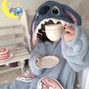 Coral Fleece Pajamas for Girls: Cute Stitch Design, Thick Ins-Style, Long Wearable Robe/Nightgown for Autumn & Winter