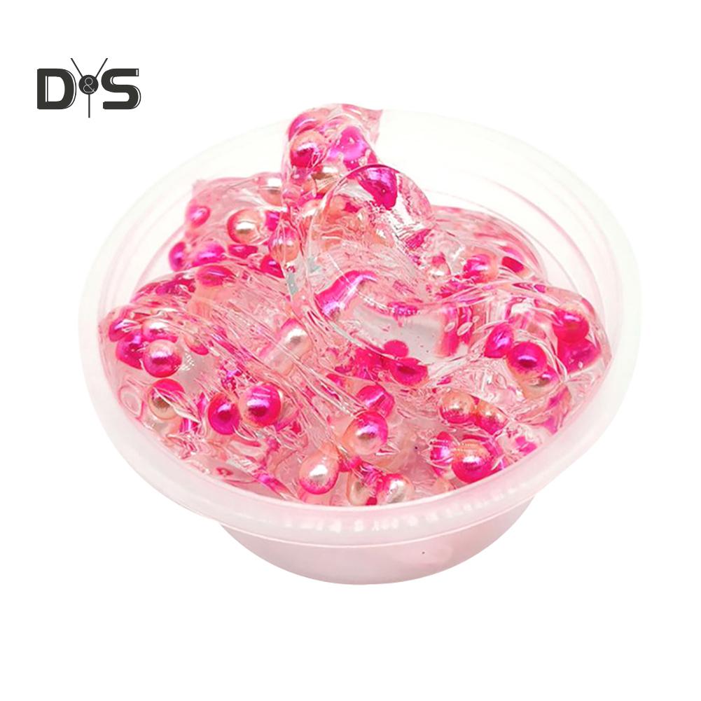 Clear Crystal Slime Multicolor Beads Fluffy Soft Clay Decompression Kids Toy