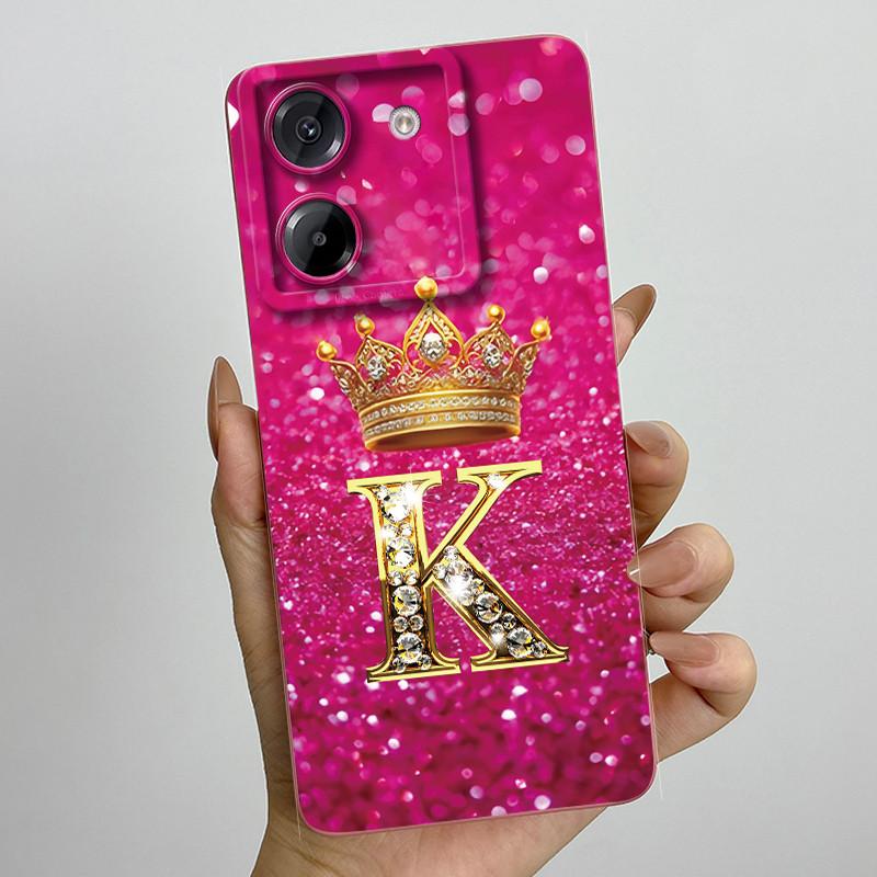 For Xiaomi Poco M7 Pro 5G Case Crown Letters Antifouling Non-slip Luxury Cover Couple For xiaomi poco m7pro PocoM7Pro Soft Funda