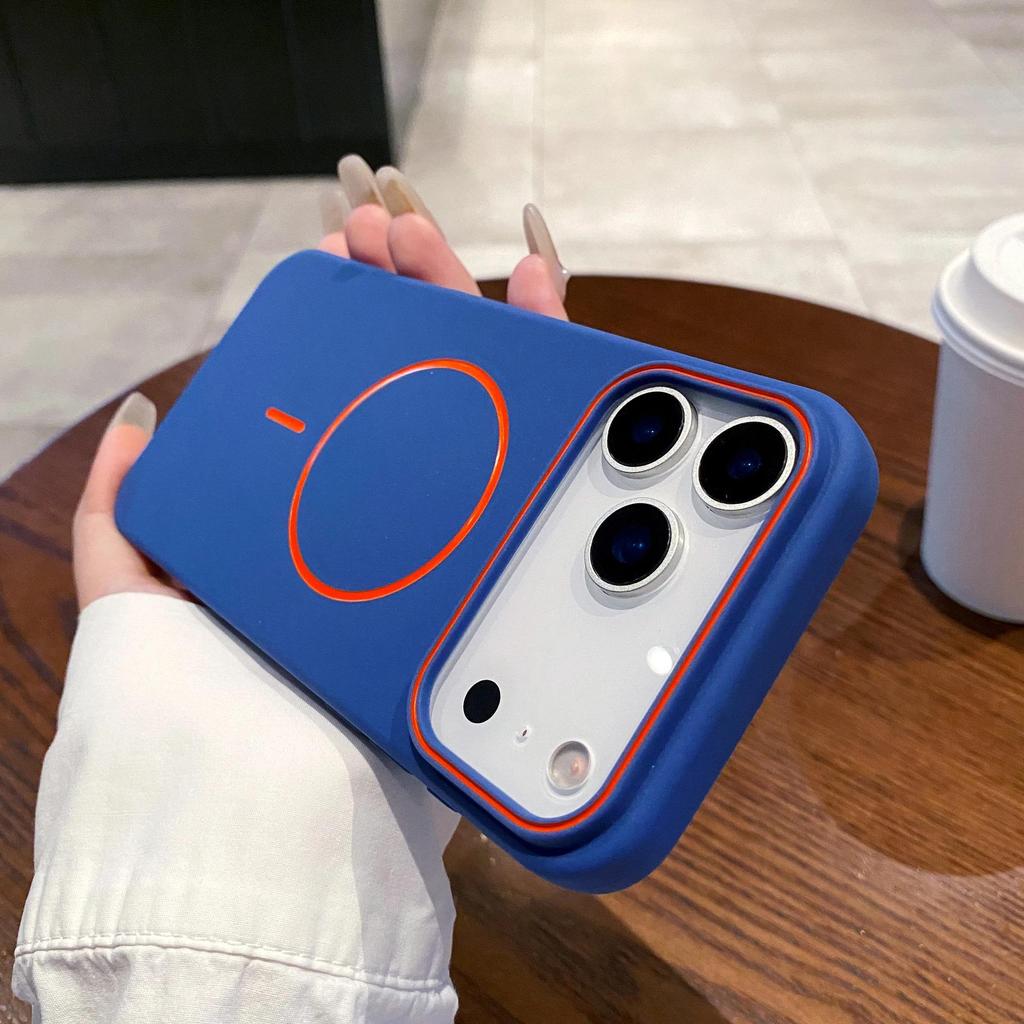 Lämplig för Apple 17 Pro Max & iPhone 16E: Matt Stöttåligt Tunt Fodral med Magnetisk Ring och Hudliknande Textur.