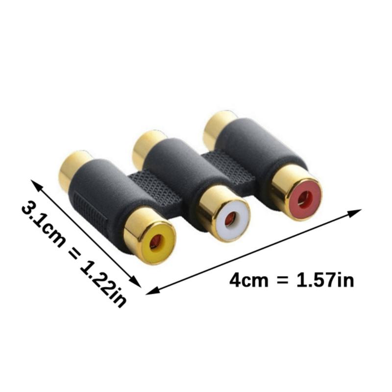 Pack of 2 Gold Plateds 3RCA Female To Female Coupler Adapters for Sound Video Signal Transmission