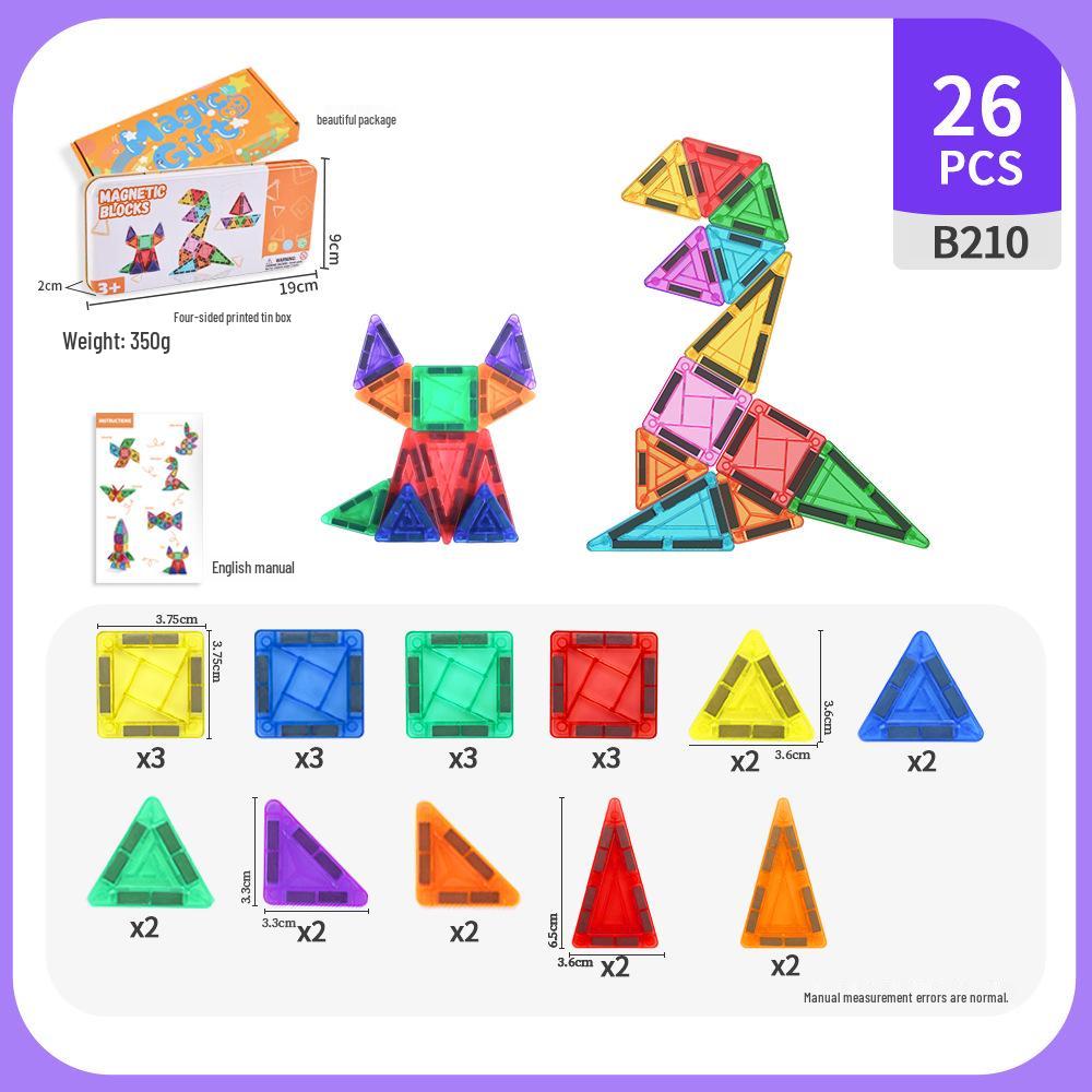 Mini Magnetic Tiles Travel Set - Stained Glass Building Blocks in Iron Box (3.75cm)