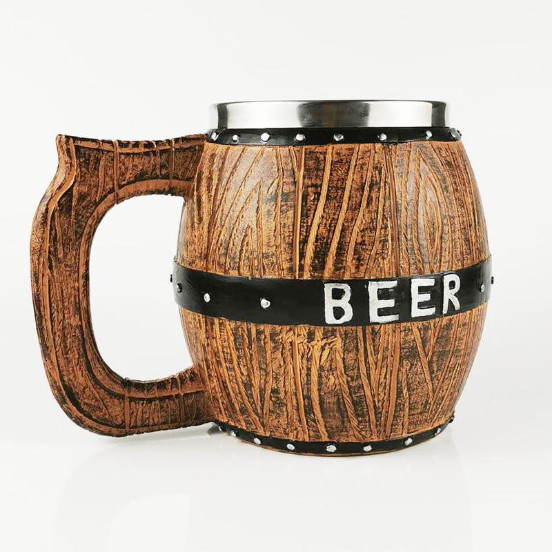 Beer Mug Oak Wood with Resin and Stainless Steel Mug 20oz Bein Stein Best BrathDay Gift 600ml | Mugs