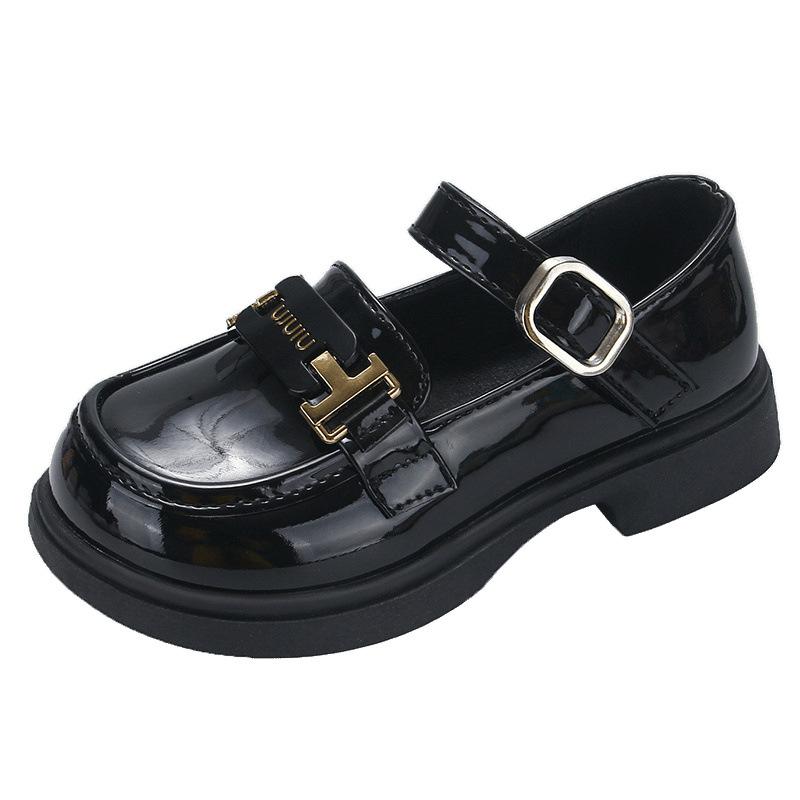 Girls' British style leather shoes 2025 new autumn little girl black leather shoes, children's soft-soled single shoes princess shoes
