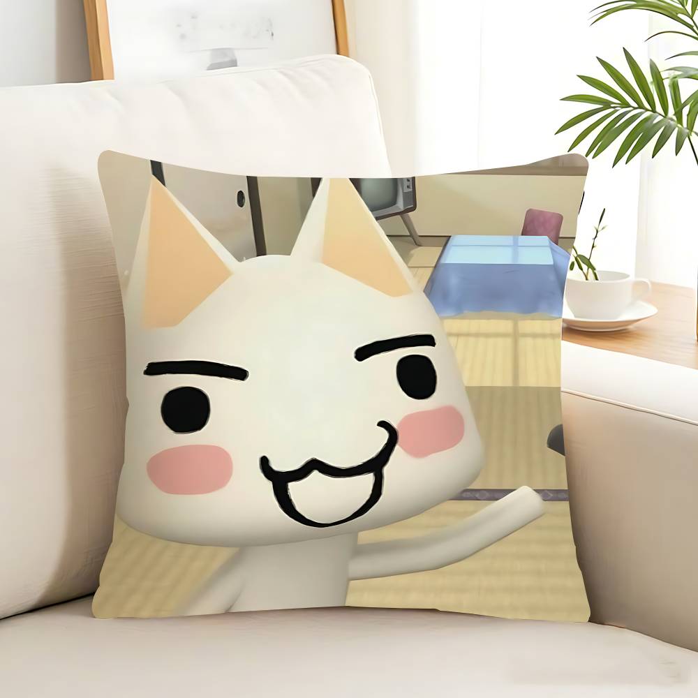 Kawaii T-Toro Inoue Cat Pillow Case Removable Washable Cushion Cover – All-Season Soft Linen
