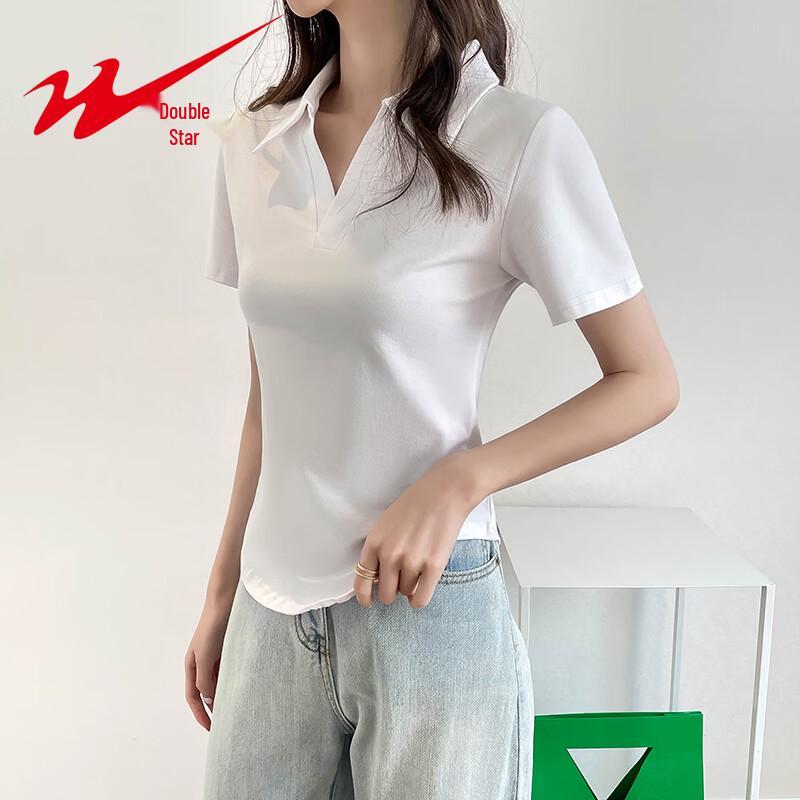 Shuangxing Women's Slim Fit Polo T-Shirt
