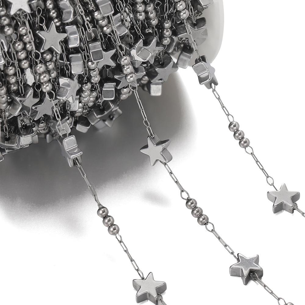 

Цепочка ручной работы Любовь из нержавеющей стали с вакуумным напылением, цепочка для ключицы с бусинами в виде луны и звезды, сделай сам браслет, ожерелье, серьги Type B