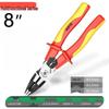 High Voltage Insulated Needle-Nose Electrician Pliers, 1000V, for Cutting, Crimping, Stripping, Angled Use.