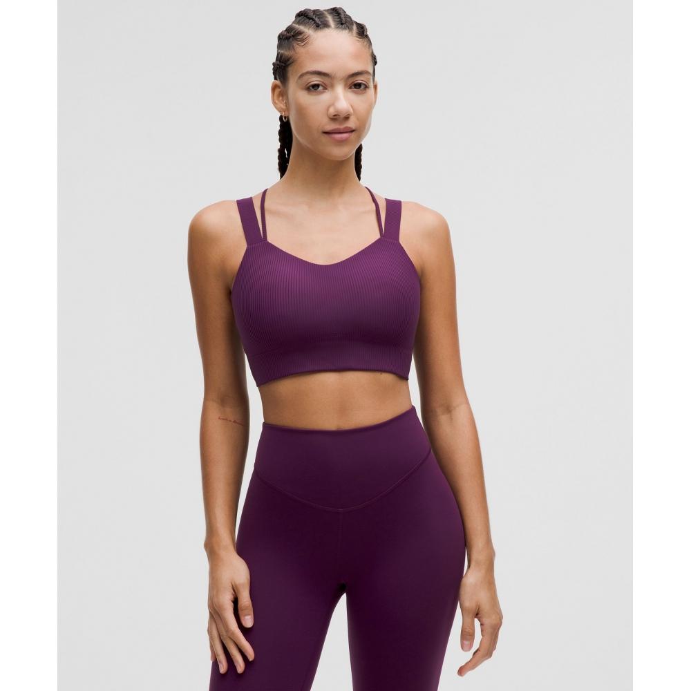 

Lululemon Like A ClouD RibbeD Longline brA Light Support D DD Cup DrAmAtic mAgentA 8
