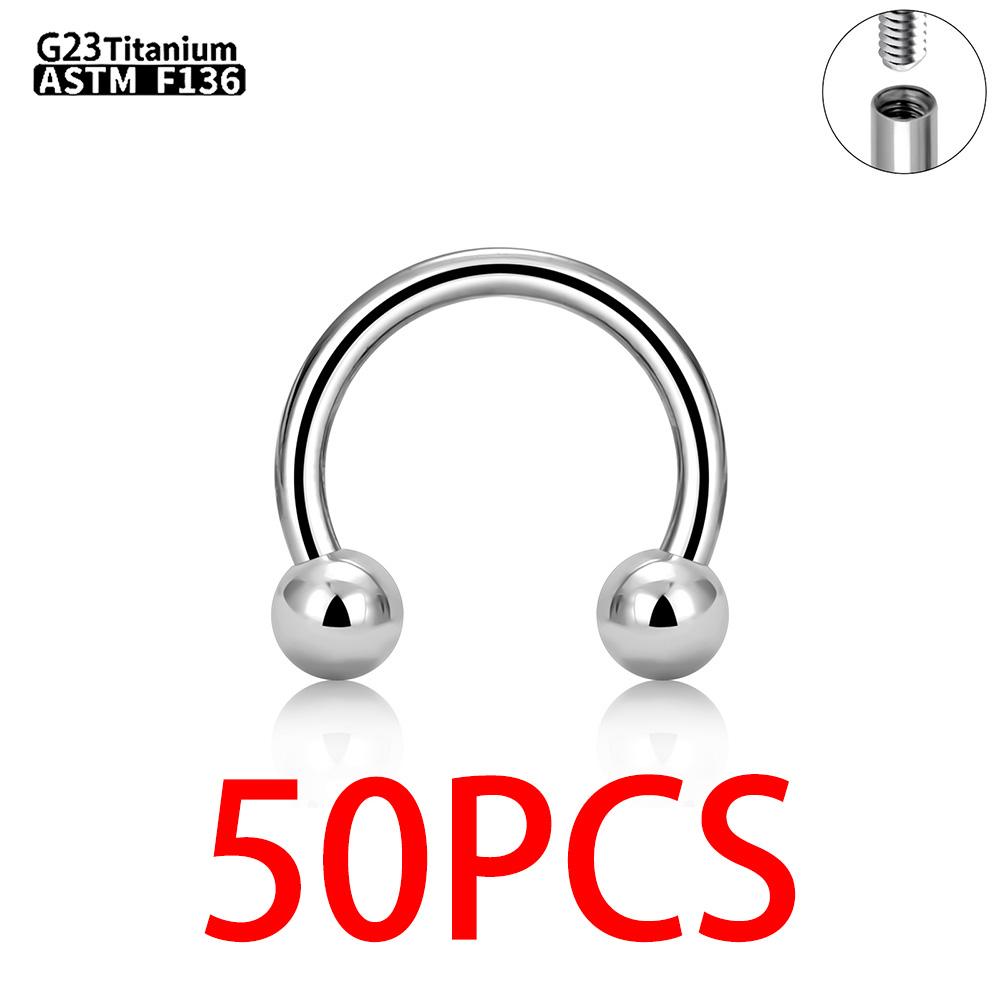 1/5/50Pcs G23 Titanium ASTM-F136 Piercings Nose Ring Internal Thread C Rod Zircon Body Jewelry For Women