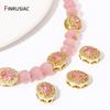 18K Gold Plated Brass Oval CZ Stone Beads,Separators For Beads,Spacer Beads For Jewelry Making Supplies DIY Accessories