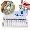 12barevný 12ml pigment na malování na sklo ručně malovaný DIY skleněná kreativní dekorace malířský pigment