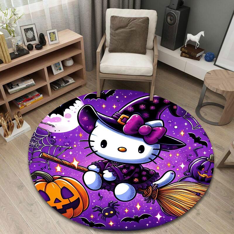 Luxury Round Moon Multicolor Rug Mat, Non-Slip Floor Mat for Entryway