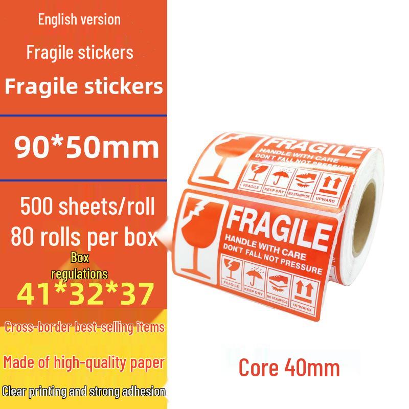 In-Stock Fragile Warning Labels - 3x2 & 4x6 Inches, Handle with Care Adhesive Stickers