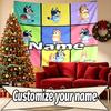 Custom Name Personalized Bluey Print Tapestry, Wall Art Decor, Bedroom, Dorm, Apartment, LivingRoom, Party Backdrop, Gift for Birthday