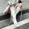 Fashion New Women Knight High Boots Fashion Tassels Side Zippers Ladies Elegant Pointed Toe Long Booties Women's Footwear