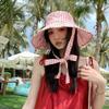 Lace-up Fisherman Hat Double-sided Plaid Sunscreen Hat Fashion Summer Cap  Women