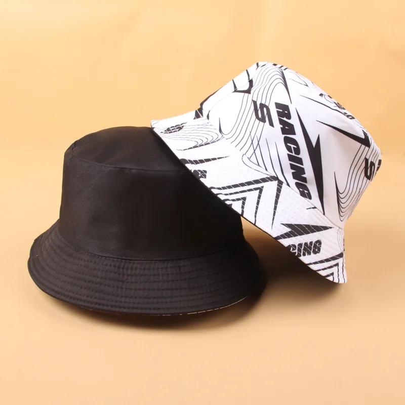 New Street Graffiti  Men's Bucket Hat Double-Sided Hip Hop   Outdoor Women Caps Beach Sun Protect Fishing Unisex Bonnet