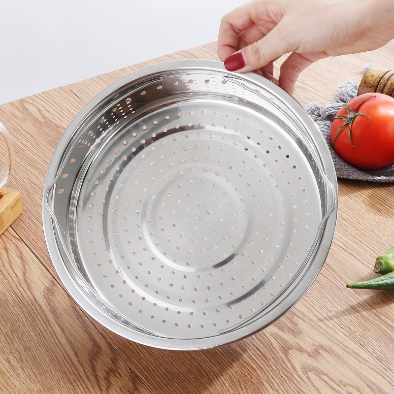 304 Stainless Steel Double Layer Steamer Rack with Egg Holder and Variable Hole Sizes