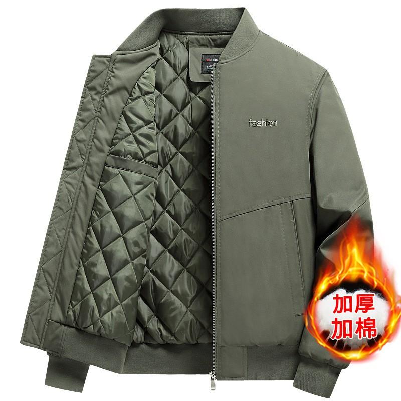 Mens Thick Cotton Puffer Jacket Winter Warm Loose Fit Baseball Collar Outerwear Casual Wear