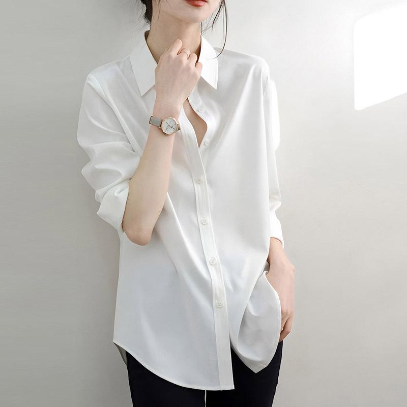 2026 Spring/Autumn Women's Chic Long-Sleeved OL Shirt - Elegant, Layered, Slim-Fit Design