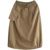 Spódnica Retro Literary Large Size Loose High Waist Cotton Solid Color