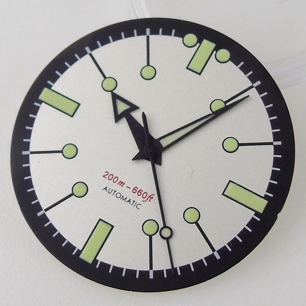 31mm Beige/Black/Red/Blue/White Sterile Dial Face Fit NH35A NH36A ETA2824 PT5000 Automatic Watch Parts Green Lume Arrow Hands