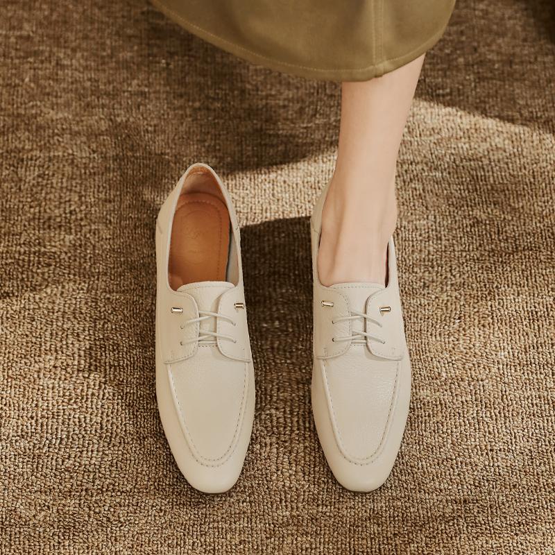 Fashion Women Casual Loafers Shoes Genuine Leather 2025 Spring Slip-On Low Heels Shoes Vintage Office Daily Size 34-40 Womens Shoes