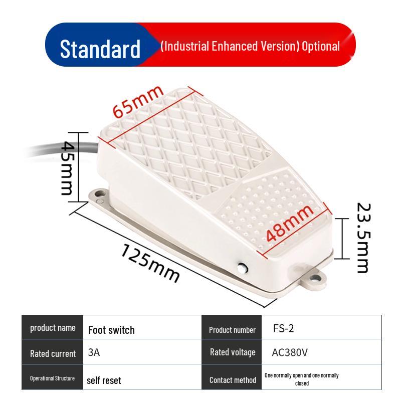 Self-Resetting TFS-201/EKW-B Foot Switch with Cable for Punch Press, 220V