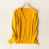 Women's Solid Color Fashion V-neck High-end Knitted Cardigan Short Style, 2025 Spring and Autumn New Women's Korean Long-sleeved Top
