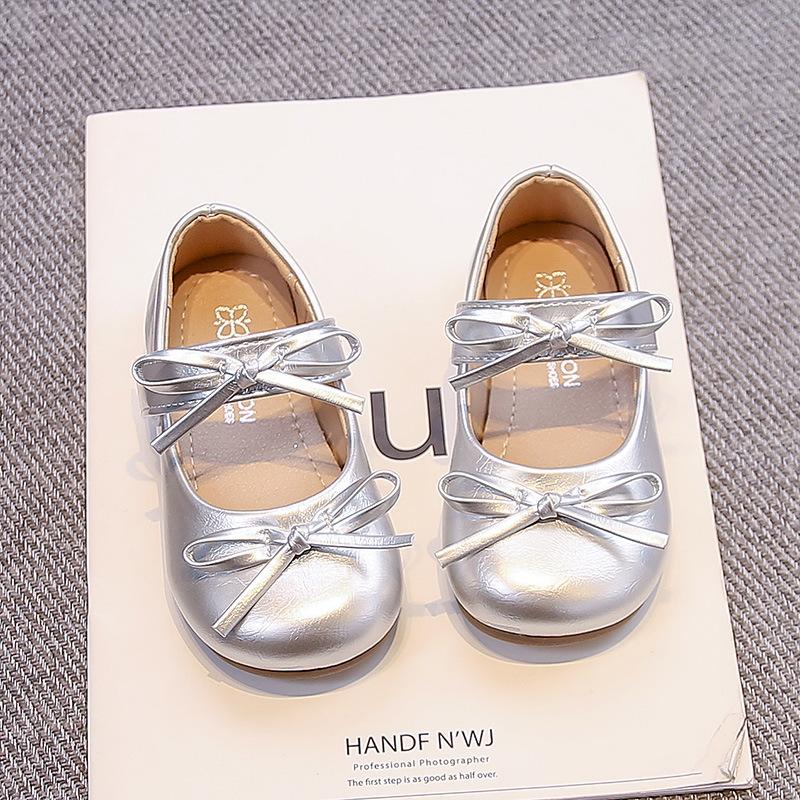 Girls Bow Princess Leather Shoes 2025 Autumn New Children's Baby Beanie Shoes Girls Mary Jane Single Shoes Trend
