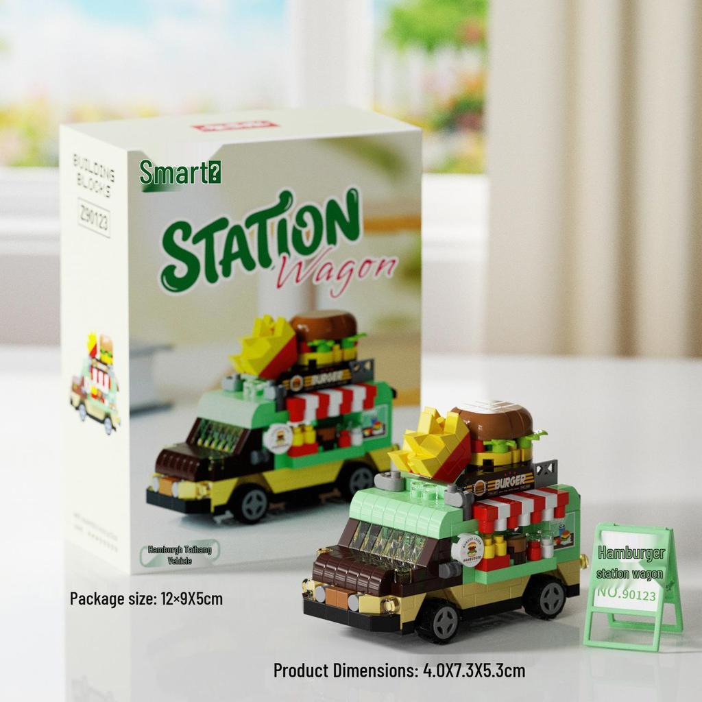 Fun Street Scene Trolley Model Toy: Interactive Building Blocks Car Display Ornament for Men & Women