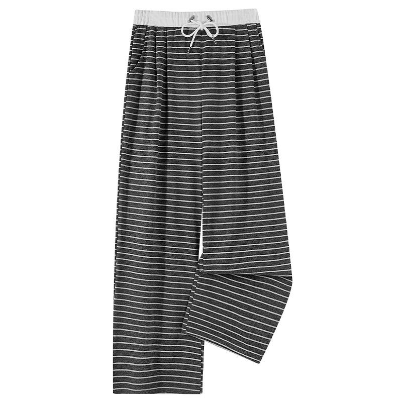 2024 Autumn Stripe Wide-Leg Maternity Pants - Loose, Floor-Length, Casual Fit