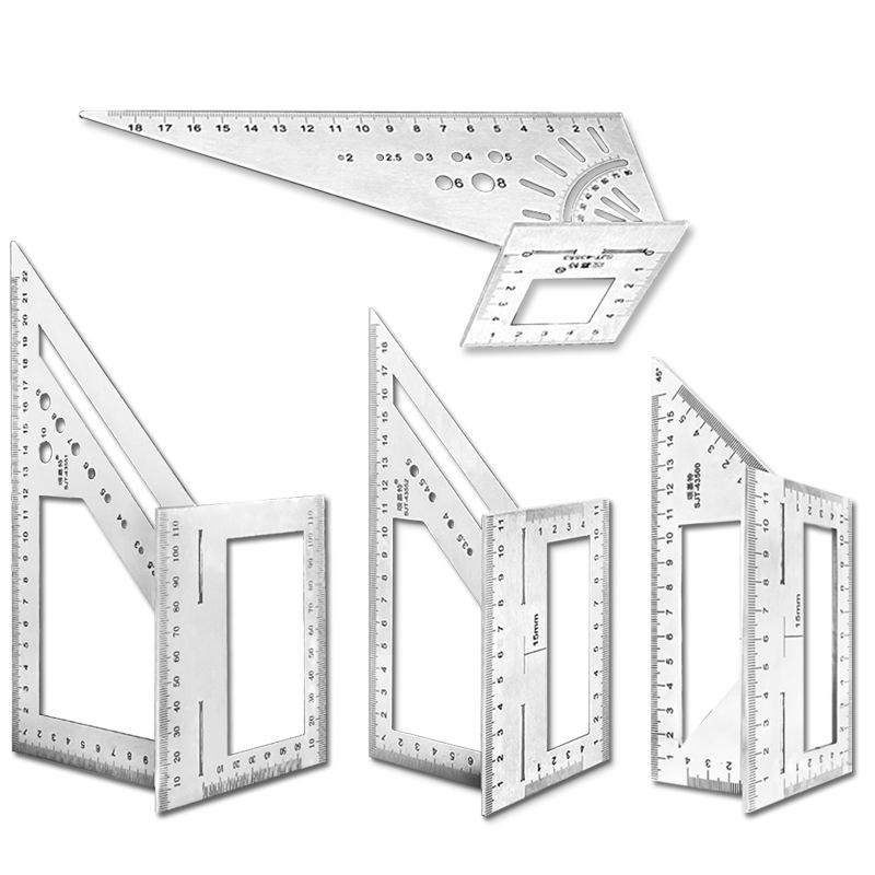 Multi-functional T-shaped Combination Square: 90° & 45° Marking Ruler, 2CR13 Stainless Steel for Woodworking and Wire-Passing.